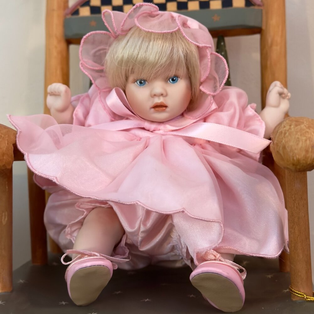 ROSIE Pink Dress Blond Hair Blue Eyes Pauline Bjonness Jacobsen Doll w/ COA Box
